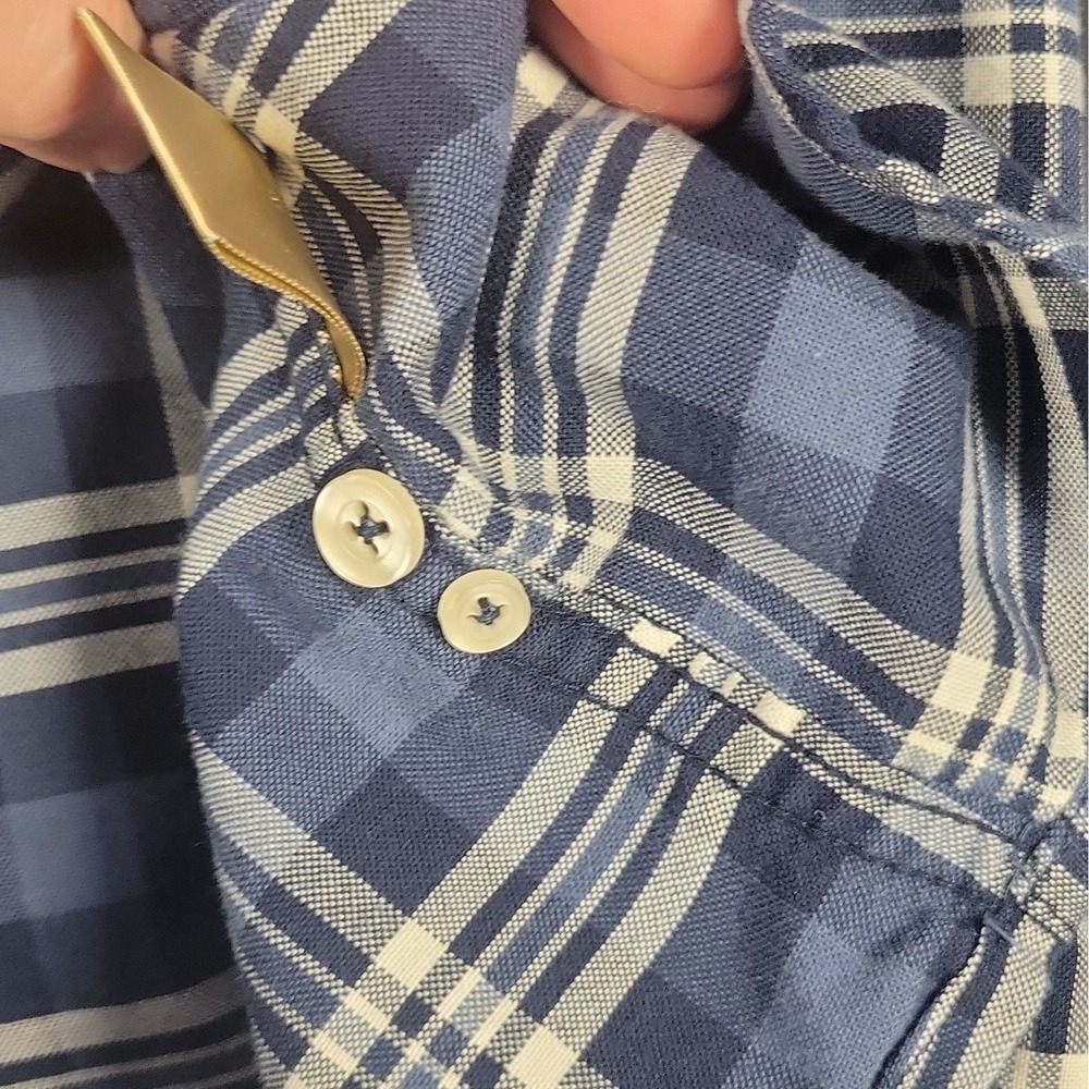 The Foundry Supply Co. Men's Big & Tall LT Plaid Woven Button-Down Shirt Blue - Picture 7 of 11